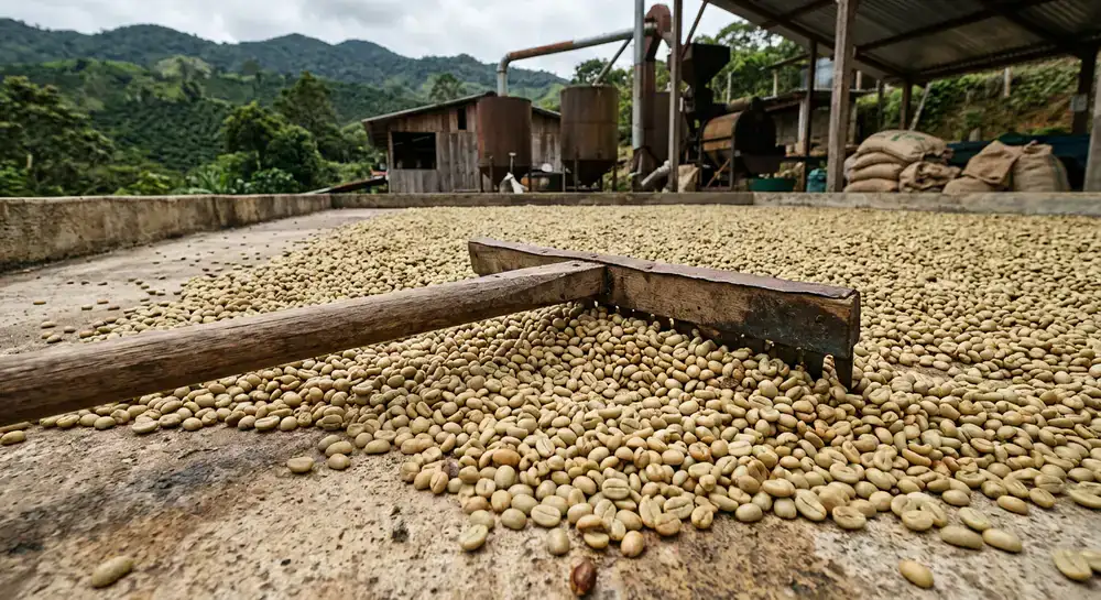 Freshly harvested specialty coffee beans