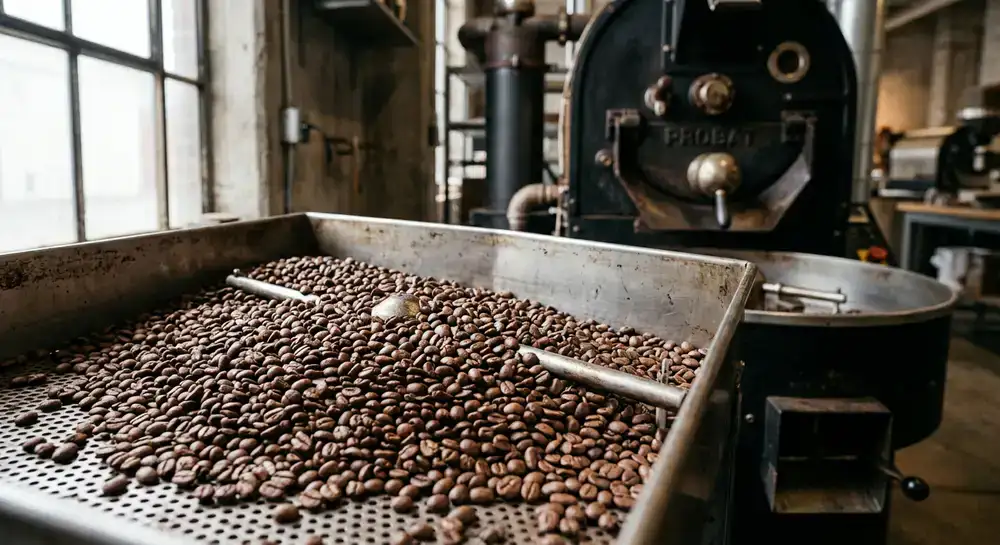 Freshly roasted coffee beans